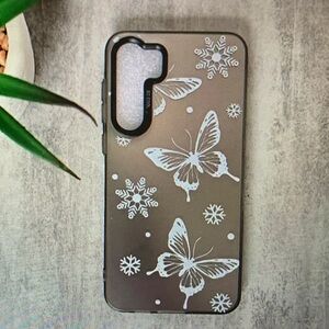 Apple Butterfly and Snowflake Phone Case - Black and White